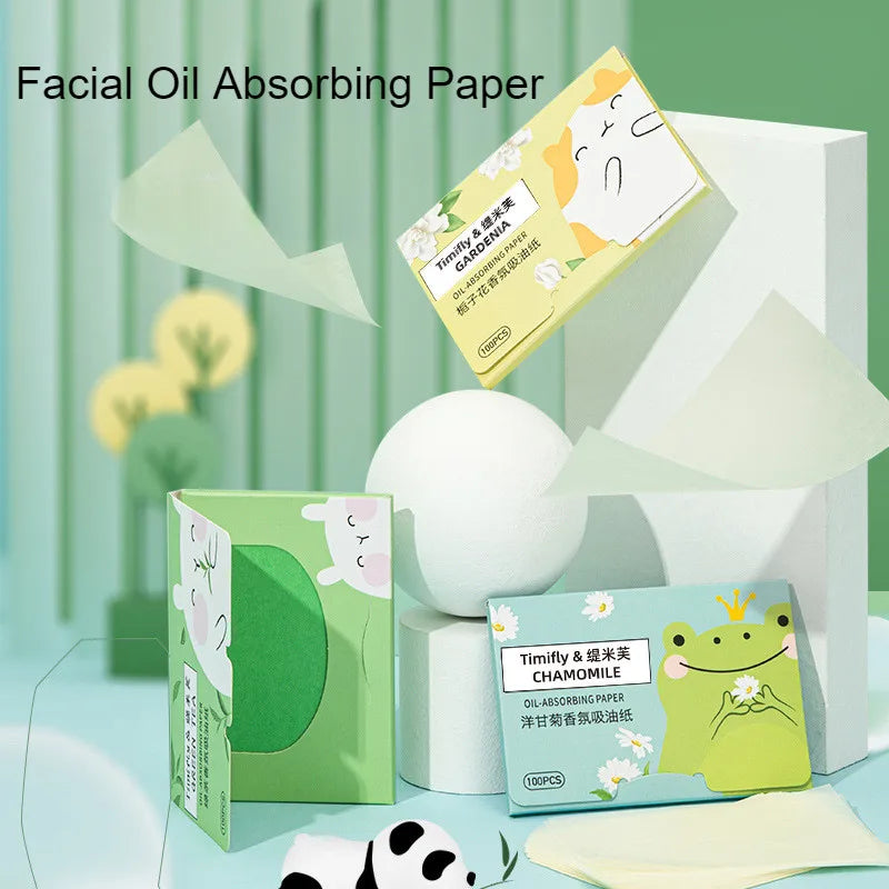 Oil-Absorbing Facial Blotting Papers with Fragrance - T-Zone Control, 100 Pieces
