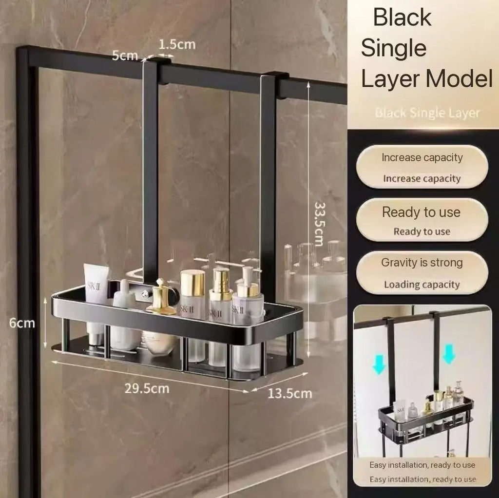 2-Tier Over Door Shower Caddy No Drill Rustproof Bathroom Organizer