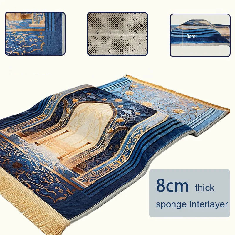 Islamic Prayer Rug 70x110cm Living Room Decor Muslim Prayer Mat with Sponge Pad
