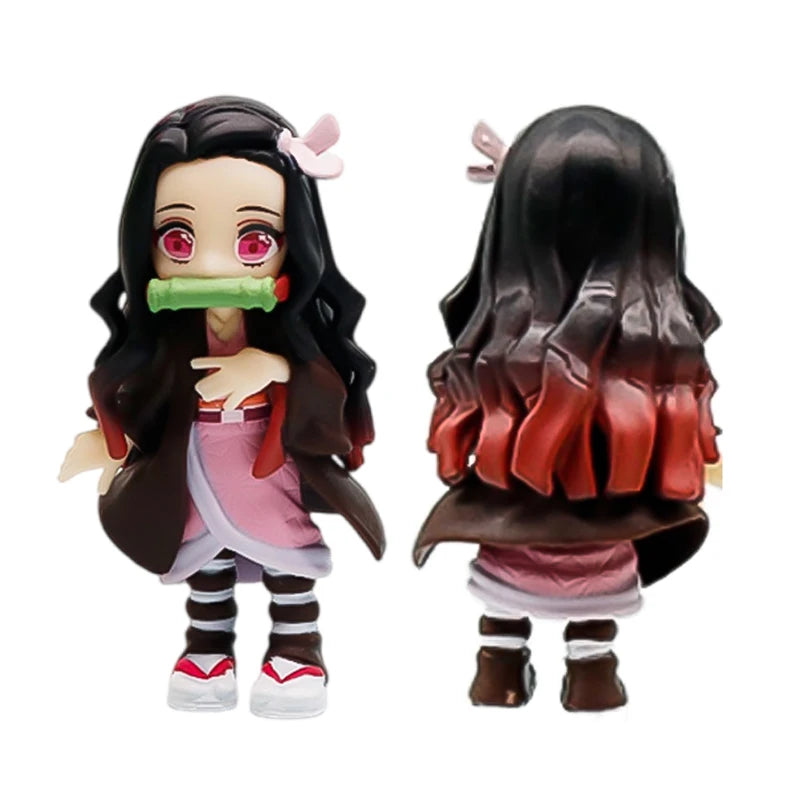 Anime Demon Slayer Action Figure Set Tanjiro Kamado & Nezuko PVC Model Toys
