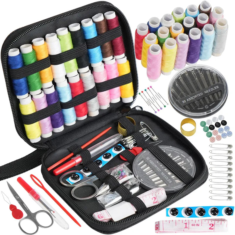 Portable Canvas Sewing Kit - Basic Travel and Emergency Repair Set