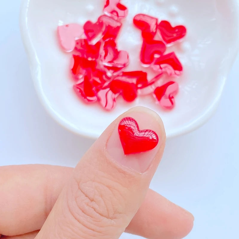 Mini Heart-Shaped Resin Embellishments for Scrapbooking and Jewelry Making - 50 Pieces