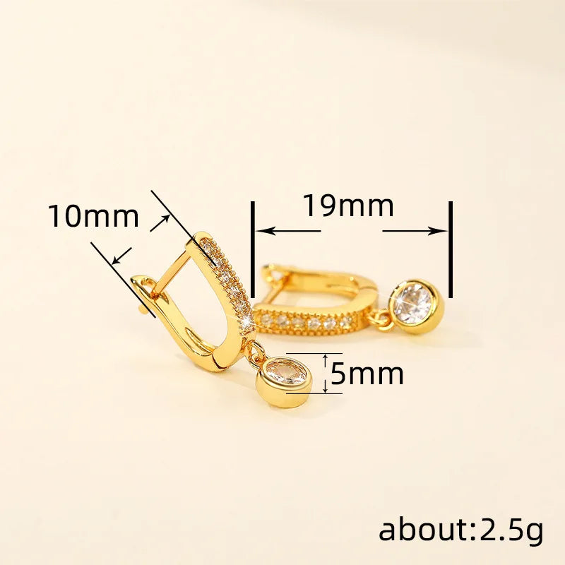 Gold Drop Earrings with CZ Charm for Women - Statement Jewelry