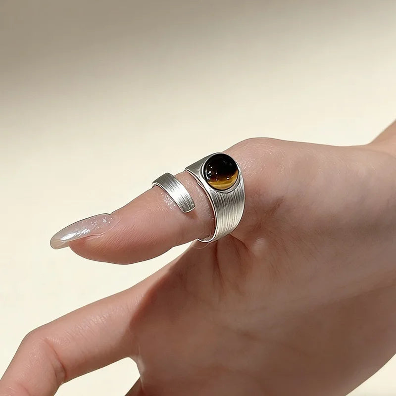 925 Sterling Silver Ring for Women Minimalist Big Stone Jewelry Gift