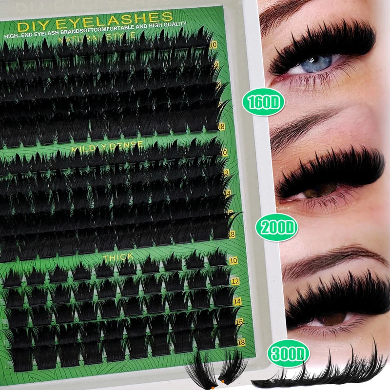 Thick Spiky False Eyelash Clusters 10-18mm Voluminous DIY Eyelash Extensions