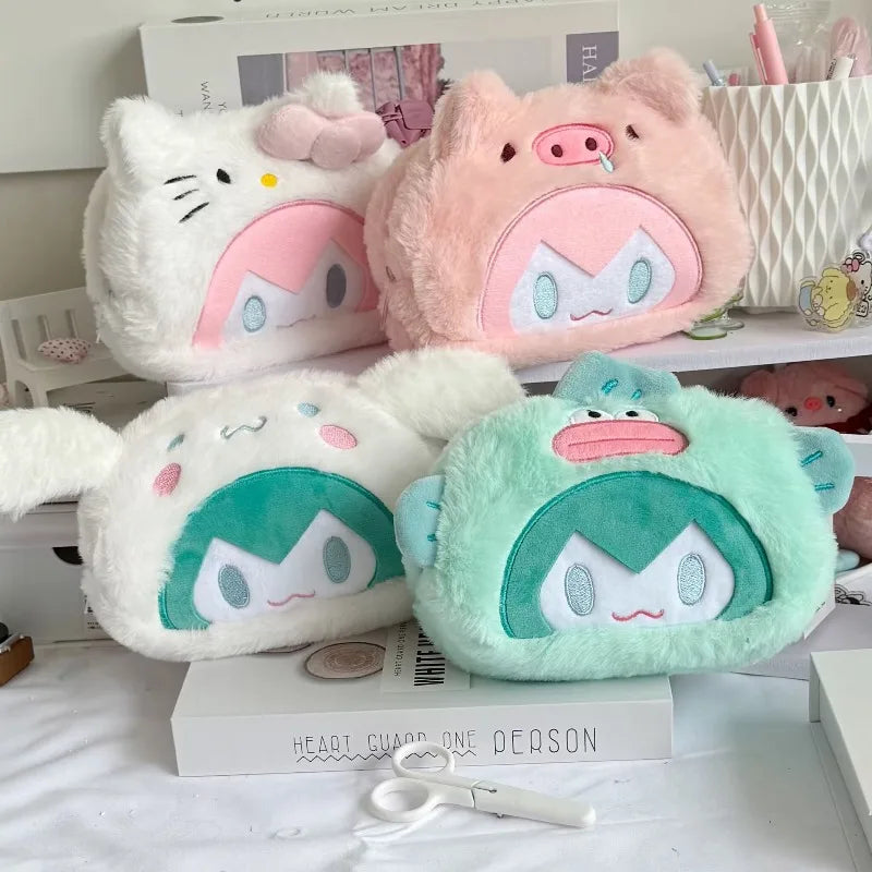 Hatsune Plush Pencil Case - Miku Cute Stationery Bag with Large Capacity