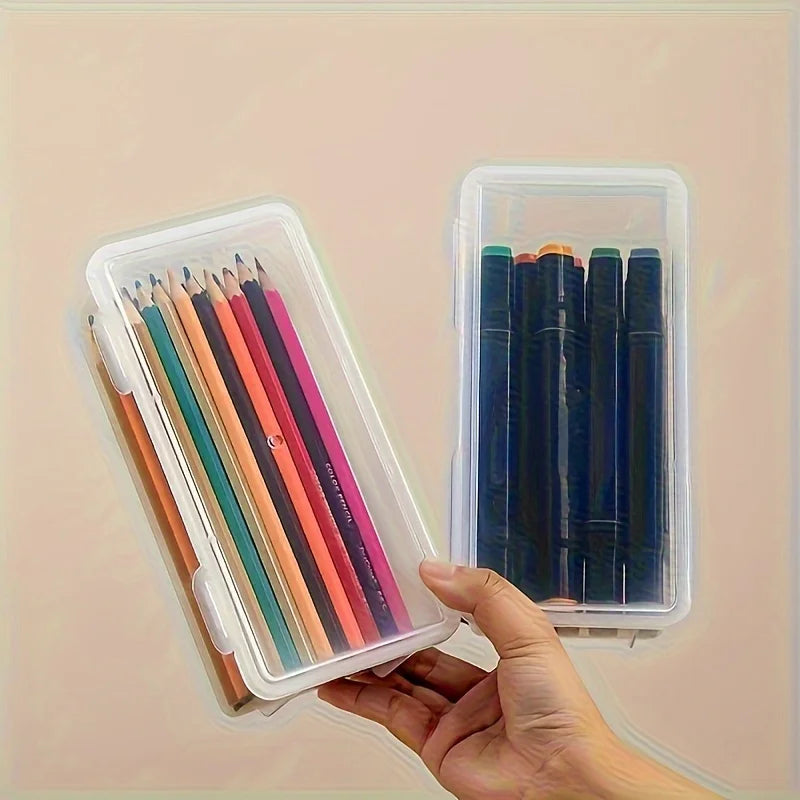 Large Clear Plastic Storage Boxes with Hinged Lids for Jewelry Office Organization