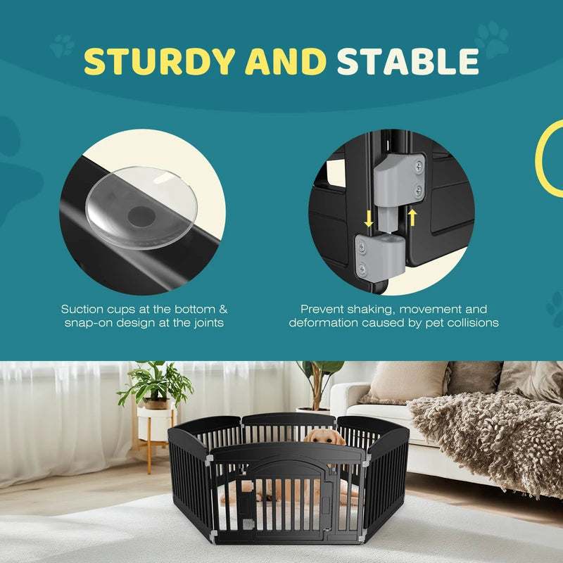 Expandable Dog Playpen 6 Panels - Portable Indoor Outdoor Pet Fence for Medium Dogs