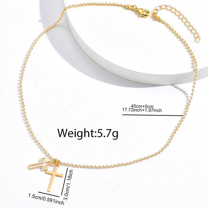 Minimalist Stainless Steel Cross Pendant Necklace for Men Women - Gold Color Jewelry