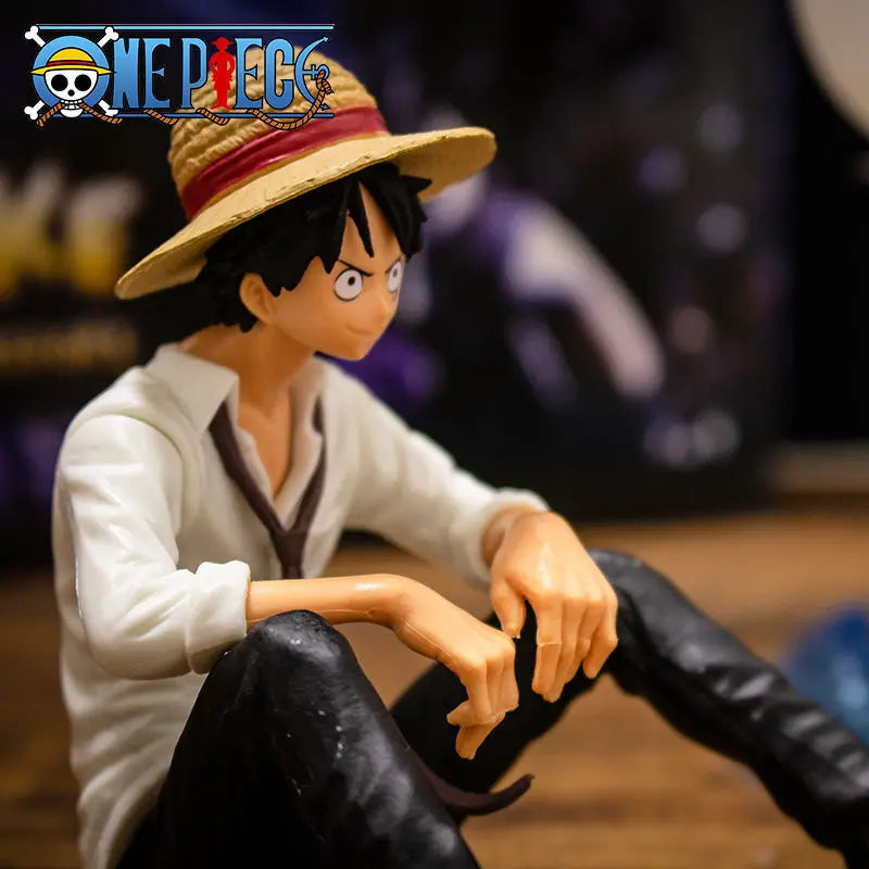 12cm One Piece Luffy Sitting Action Figure PVC Model Collectible Toy for Fans