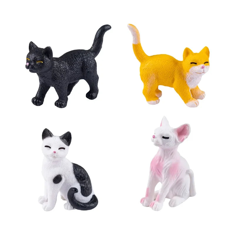 6pcs Mini Resin Cat Figurines Kitten Garden Ornaments for Fairy Garden Home Decor