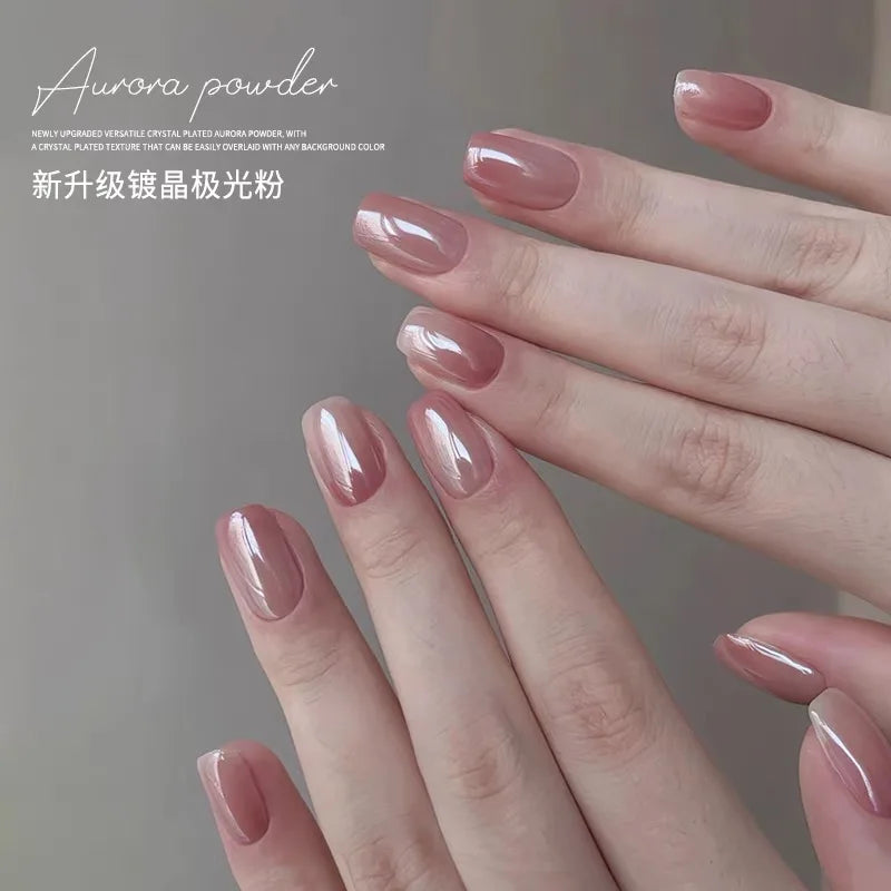 High-Gloss Aurora Chrome Nail Powder - Glitter Pigment for Nails