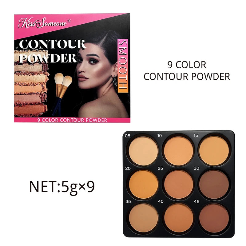 9-Color Powder Contour Palette Matte Contouring Makeup Kit for Face