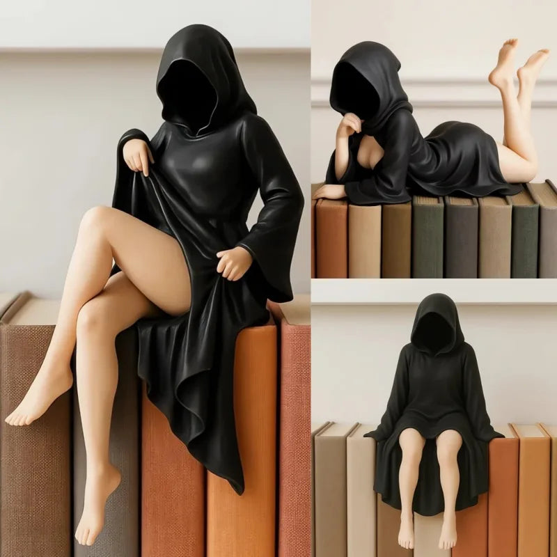Gothic Black Robe Queen Sculpture Halloween Decor Desktop & Shelf Ornament