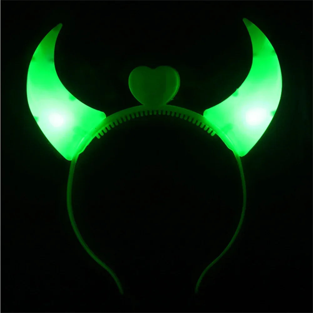 LED Light Up Hair Hoop with Flashing Ears for Kids & Adults - Halloween Party Accessory