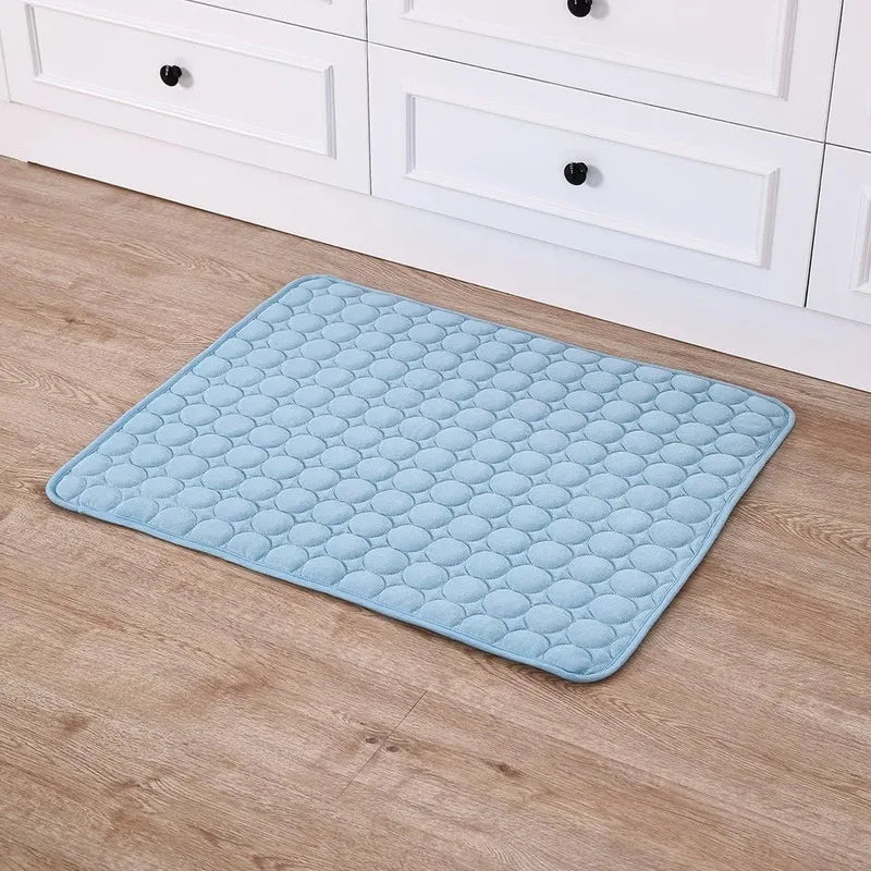 Cooling Pet Mat for Dogs and Cats - Self-Cooling Ice Silk Bed for Summer Comfort