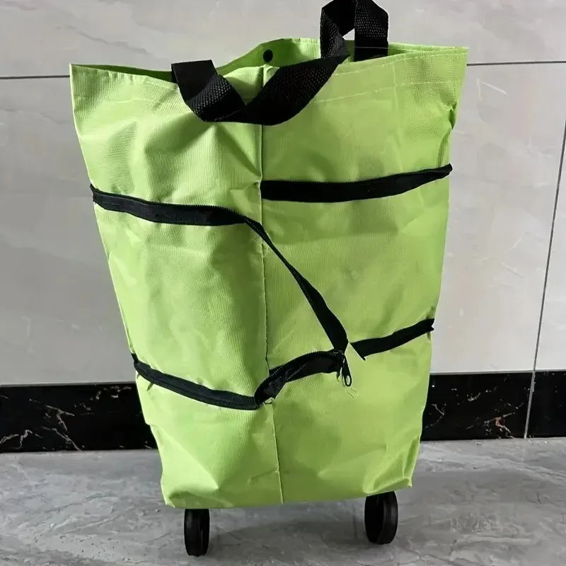 Foldable Portable Shopping Cart with Wheels - Lightweight Backpack-Style Hand Cart for Home Use