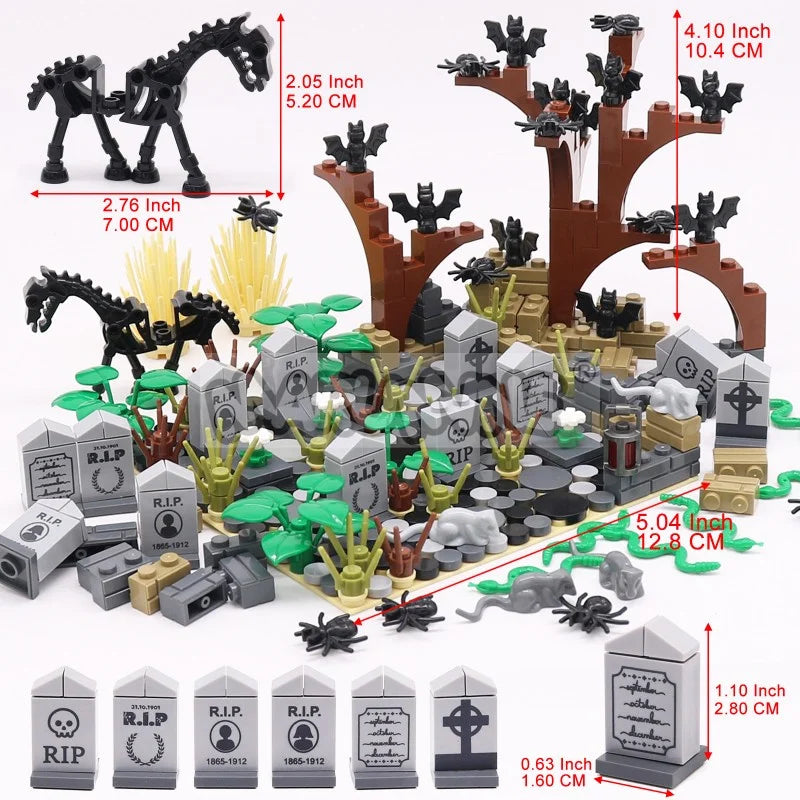 Halloween Building Blocks Set for Graveyard Scene - 99-265pcs Construction Decoration