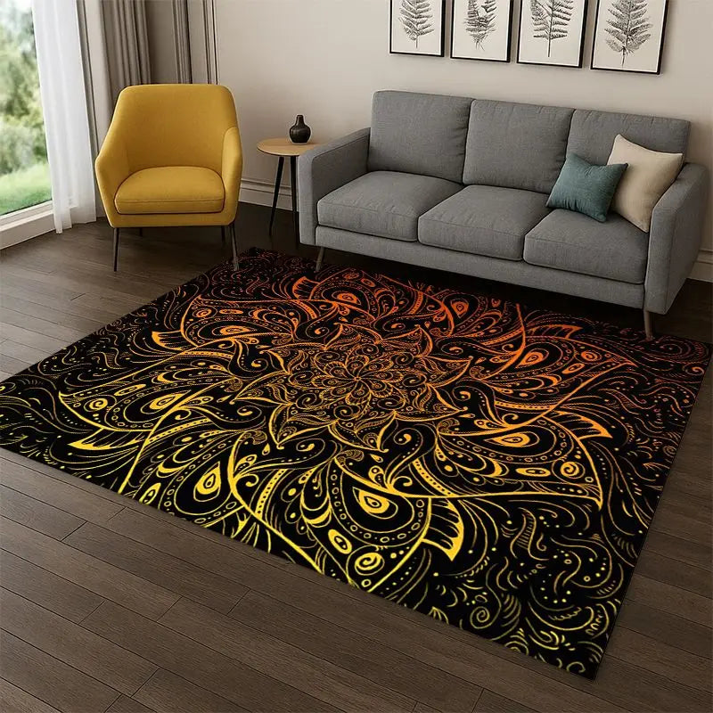 Bohemia Mandala Flower Yoga Rug Non-slip Doormat for Home & Play Area
