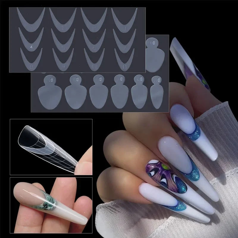 12pcs Matte Nail Art Paperless Tray Set for Manicure Decorations, Adhesive Nail Accessories