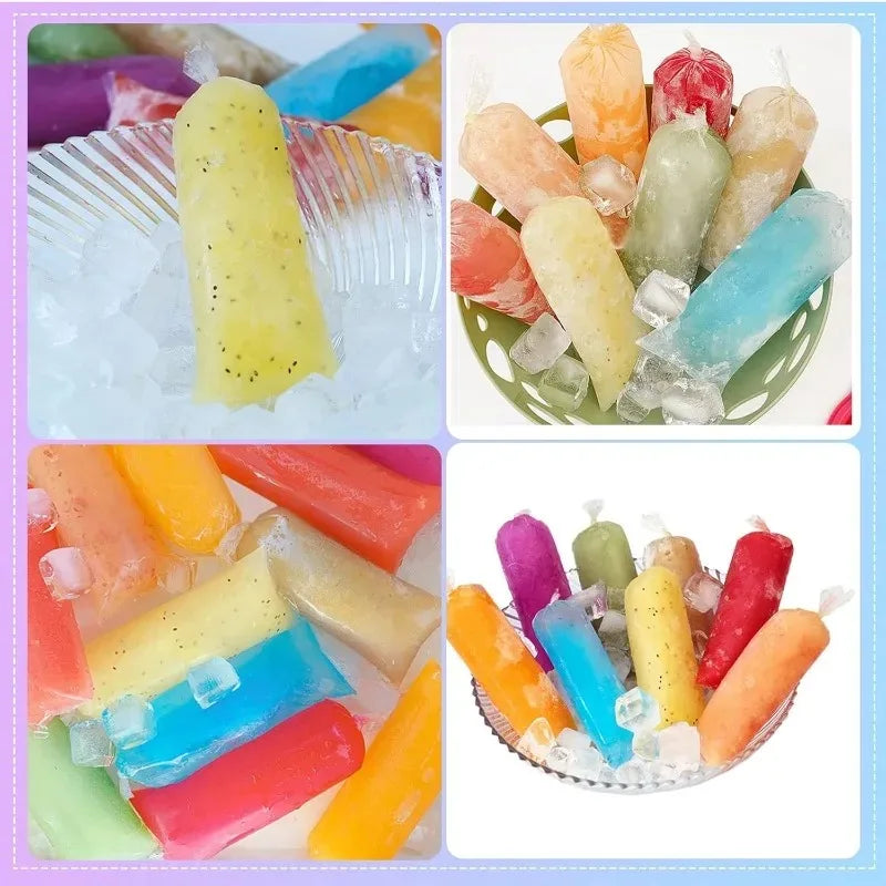 Disposable Popsicle Bags Bulk Pack - Food-Grade Plastic Freezer Bags for Homemade Ice Treats
