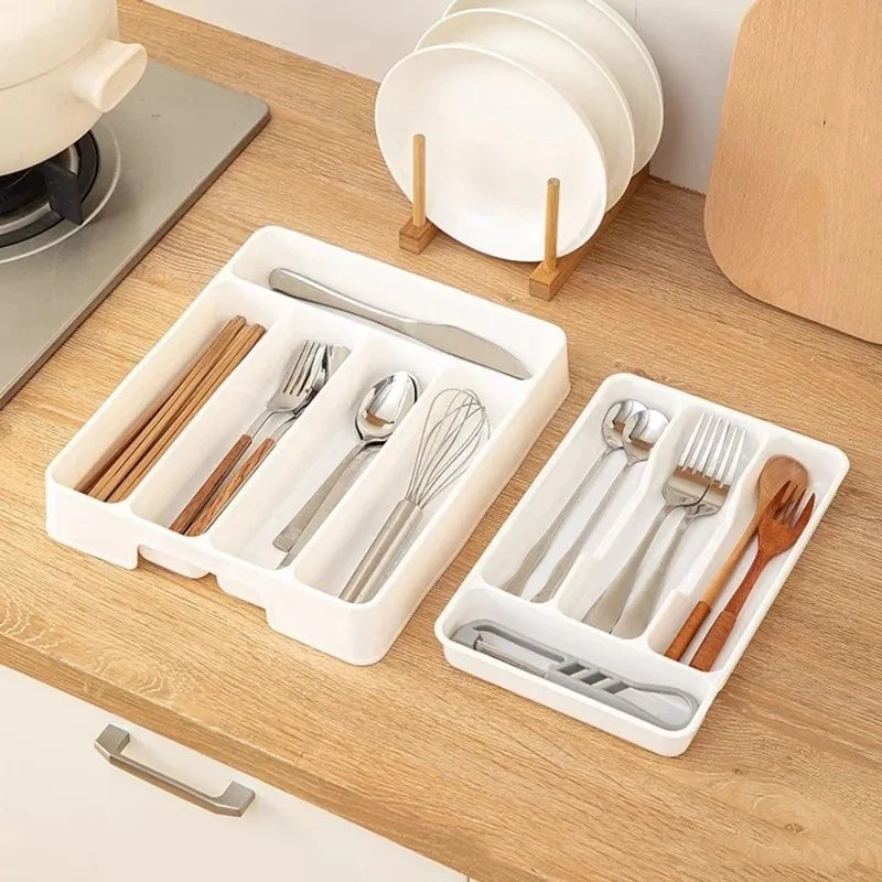 Kitchen Cutlery Organizer Drawer Tray with Multiple Compartments, Easy Clean