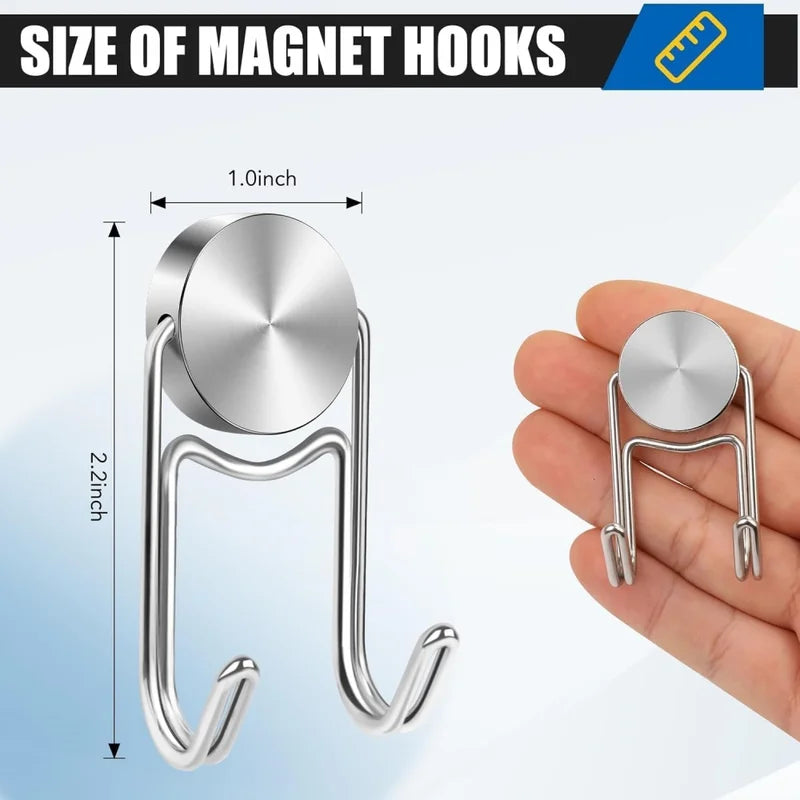 Heavy Duty Magnetic Hook Set - Stainless Steel Wall Hooks for Cruise, Kitchen, Office & Home Storage