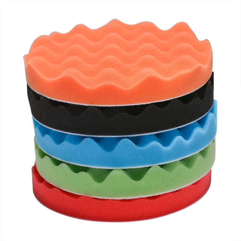 Car Buffing Polishing Sponge Pads Kit 5 Pack - Foam Waffle Detailers 6-7 Inch