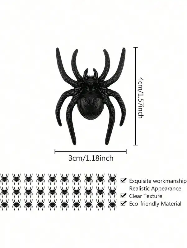 Realistic Plastic Spider Toys Halloween Prank Props - Small Size, Pack of 20/50