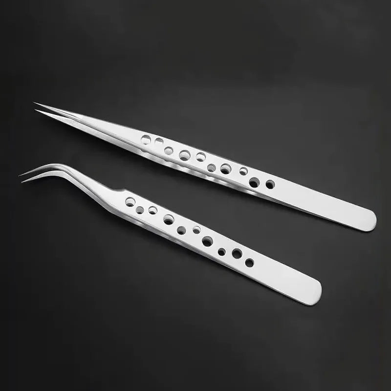 Industrial Anti-Static Precision Tweezers for Electronics Repair - Stainless Steel Curved & Straight Tips