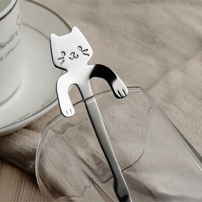Cute Cat-Shaped Stainless Steel Coffee Spoon - Dessert & Snack Scoop