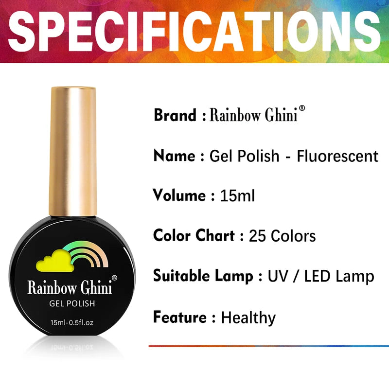 Neon Gel Nail Polish Set 15ml Semi-Permanent UV Varnish for Nail Art