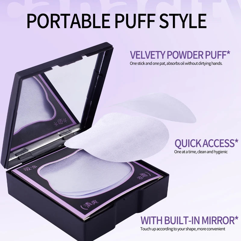 150Pcs Facial Oil-Absorbing Blotting Papers with Case & Puff for Makeup & Oil Control