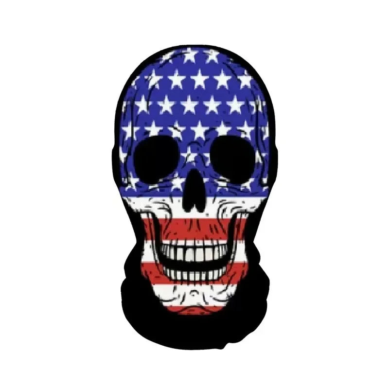 Halloween Skeleton Mask Elastic Mesh Hood Scary Party Cosplay Prop Breathable Face Cover
