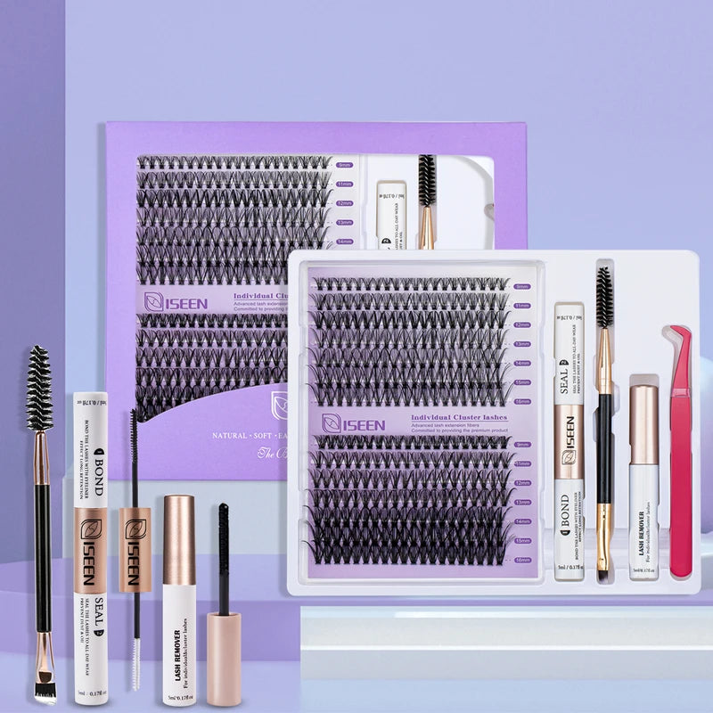 DIY Lash Extension Kit with Clusters, Bond & Seal, Tweezers, Brush & Remover