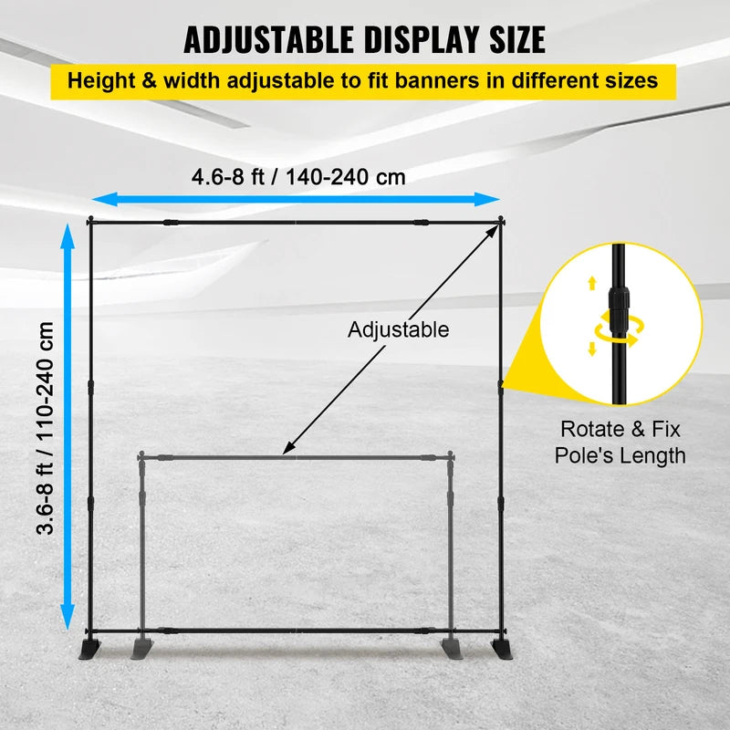 Adjustable Backdrop Stand 2.4x2.4M for Photography Events and Parties