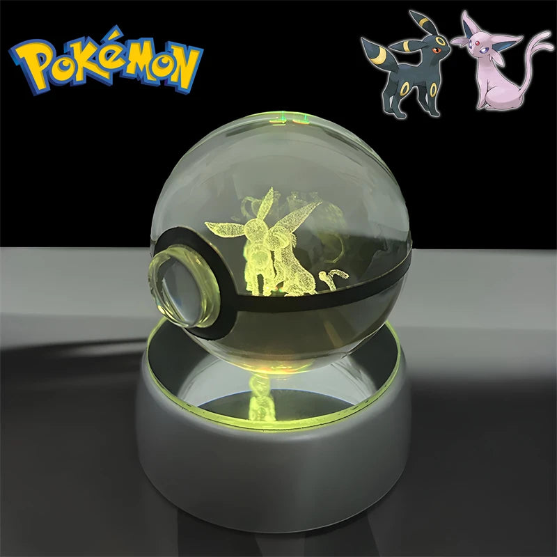 Pokemon 3D Crystal Poke Ball Night Light LED Lamp Toy Figure Set - Multiple Colors
