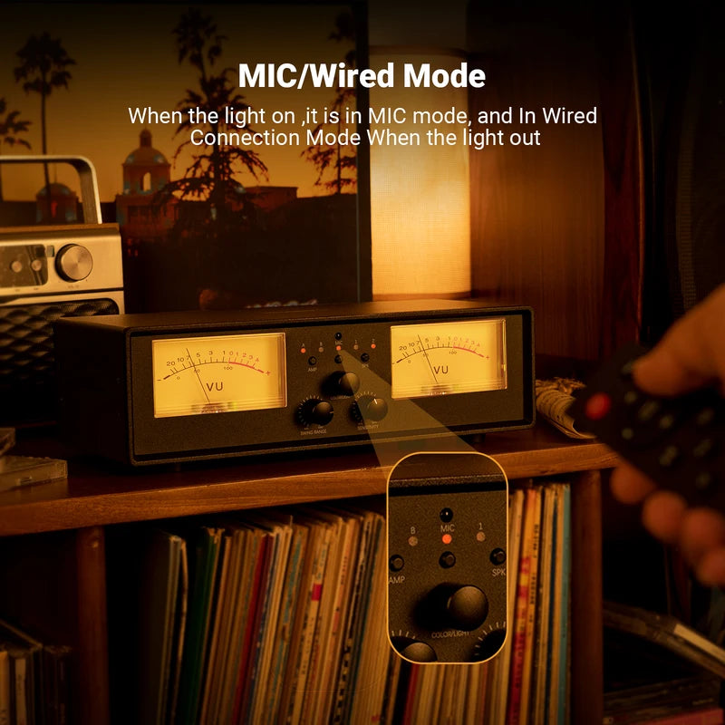 Stereo Amplifier Speaker Switcher with Dual VU Meter and Remote Control