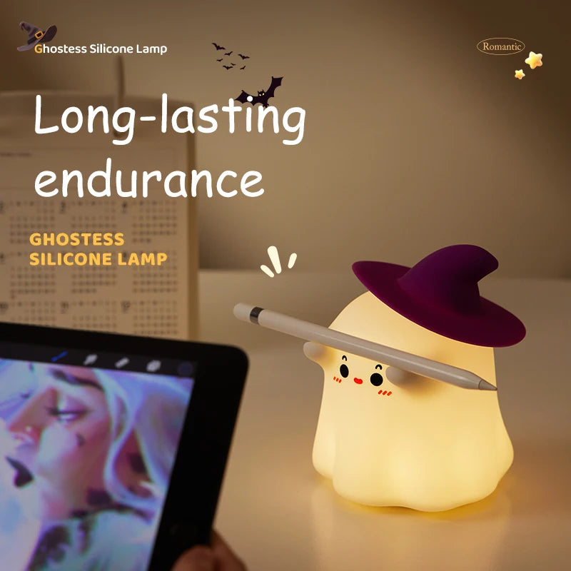 Halloween LED Night Light Silicone Mushroom Pumpkin Ghost Cartoon Kid Bedroom Nightlight