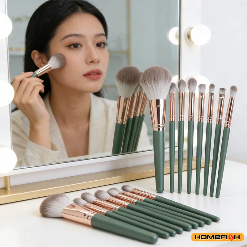 14-Piece Soft Fluffy Makeup Brush Set for Face Eyes & Powder Application