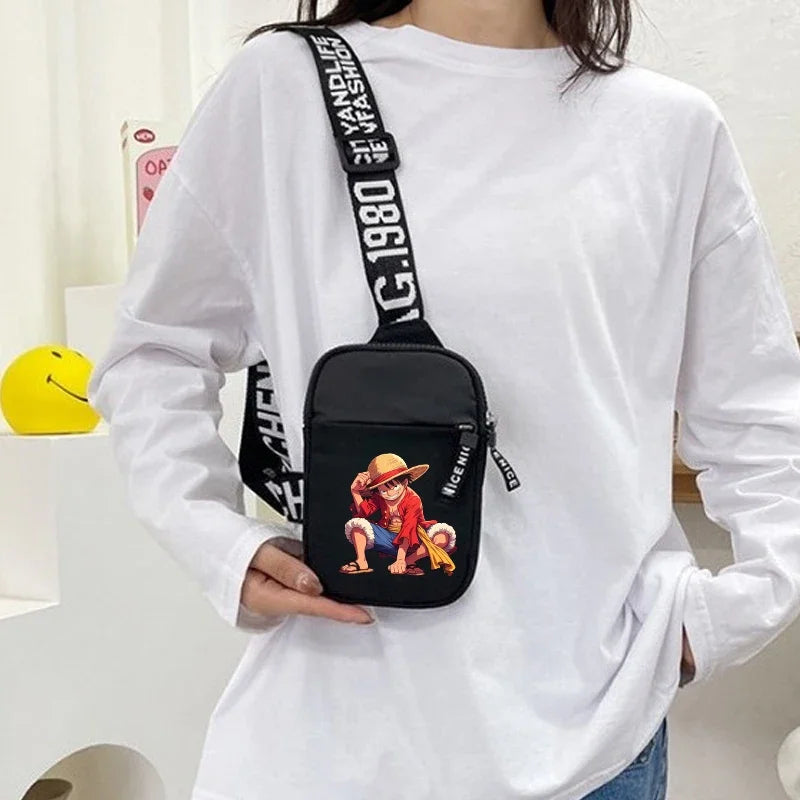 Men's Small Chest Bag with Multiple Compartments - Anime Figure Messenger Waist Bag