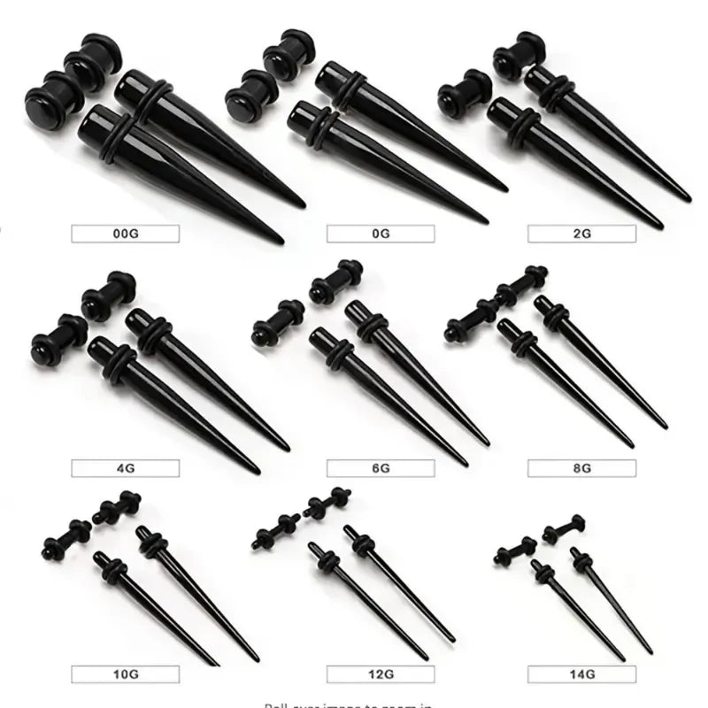 Ear Taper Kit Set for Body Piercing - Spiral Expander Plugs, 1.6mm-10mm