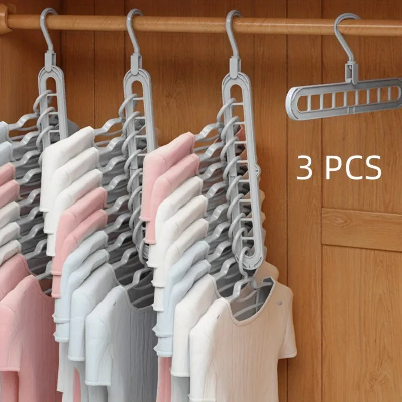 Foldable Clothes Hanger Set - Space-Saving Wardrobe Organizer with Multi-Functional Hooks