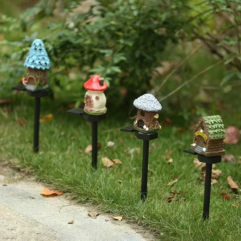 Solar Fairy House Lawn Lamp Outdoor Garden Decor Waterproof LED Lights