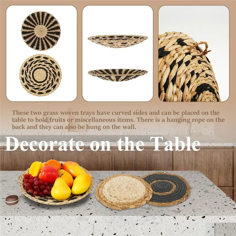 7-Piece Boho Wall Basket Set - Handmade Seagrass Wicker Wall Decor