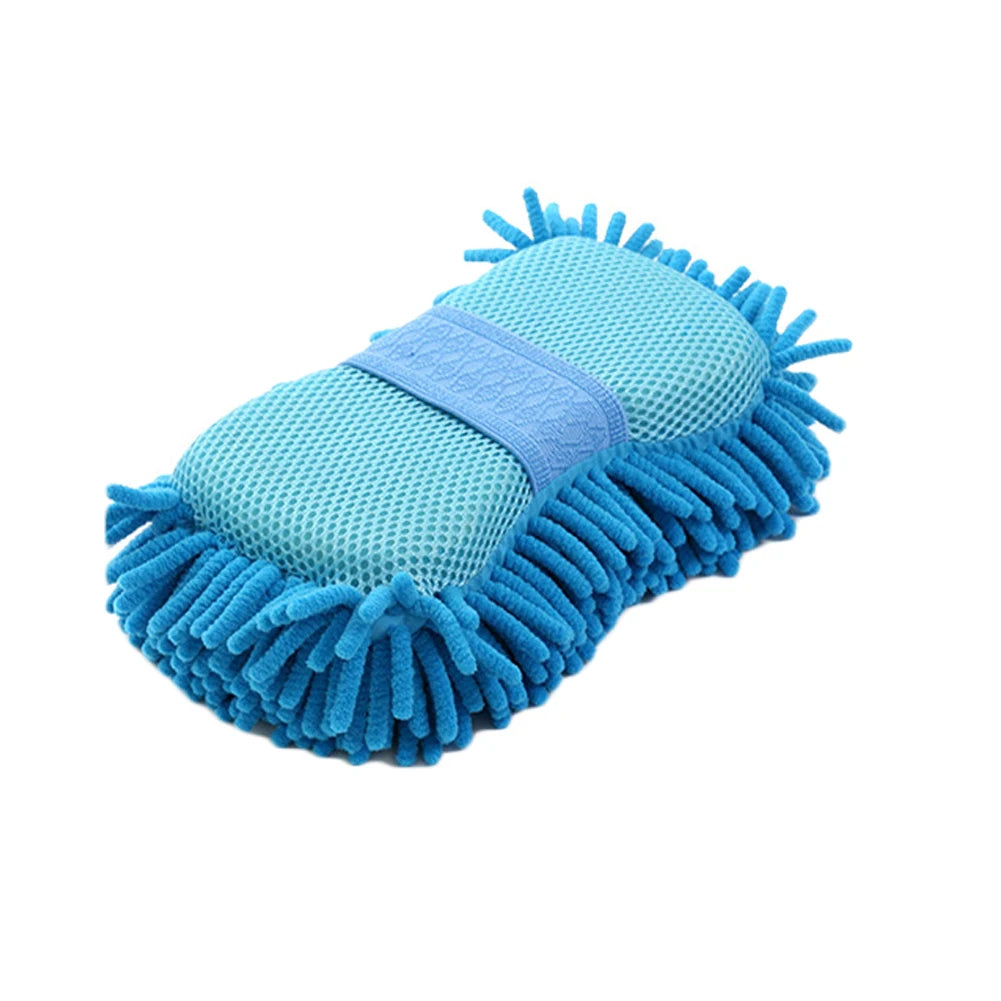 Microfiber Car Wash Sponge with Soft Chenille Pad - Multi-Color Auto Cleaning Tool