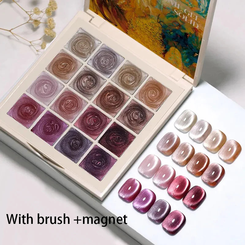 Magnetic Gel Nail Polish Set - 16 Colors for Professional & Home Use