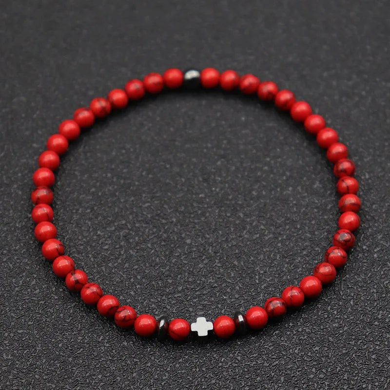 Men's Hematite Beaded Bracelet 4mm Strand Yoga Meditation Jewelry