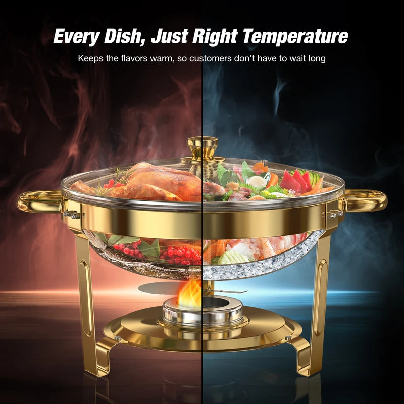 Stainless Steel Chafing Dishes Set 5QT Buffet Food Warmers for Parties & Holidays