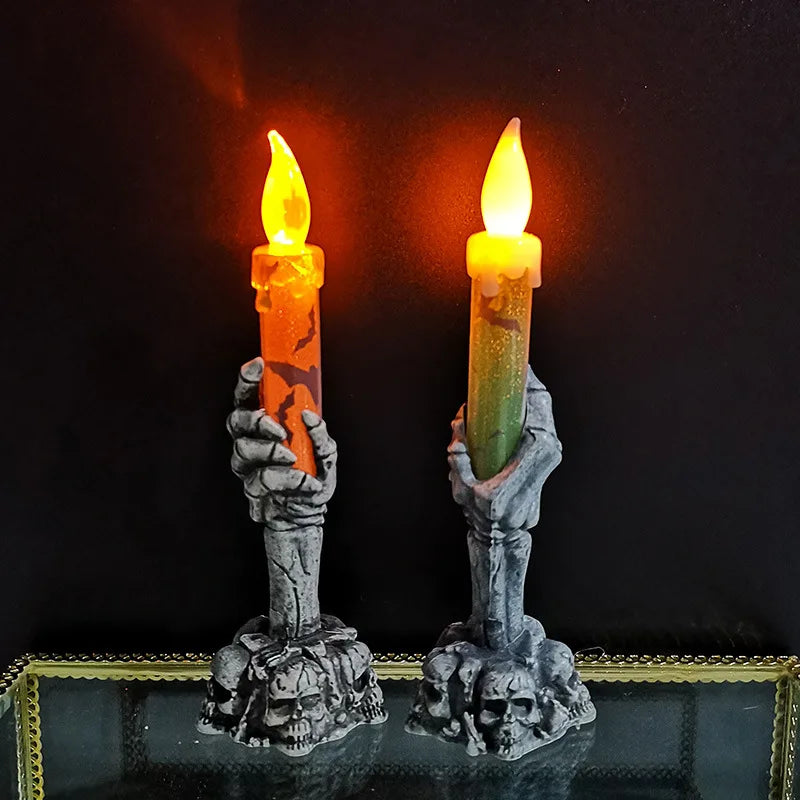 Halloween Skeletons and Ghost Party Candle Set - Fluorescence Yellow & Deep Sapphire